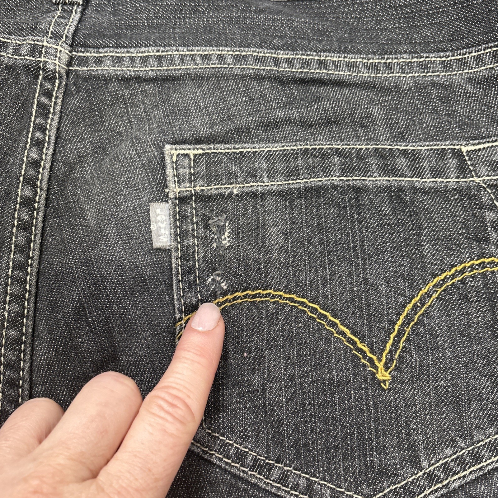 Levis Silver Tab Slim Jeans Mens 31 X 29 Black Denim Faded  Straight Skater Y2K - View 16