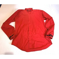 Vintage Fashion Gears Red Tuxedo Shirt with Black Bow Tie Collar Detail Men's XL
