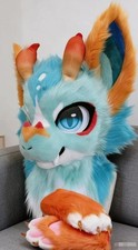 Fursuit Long haired Dog Fox Mascot Party Halloween Fur Cosplay head claws