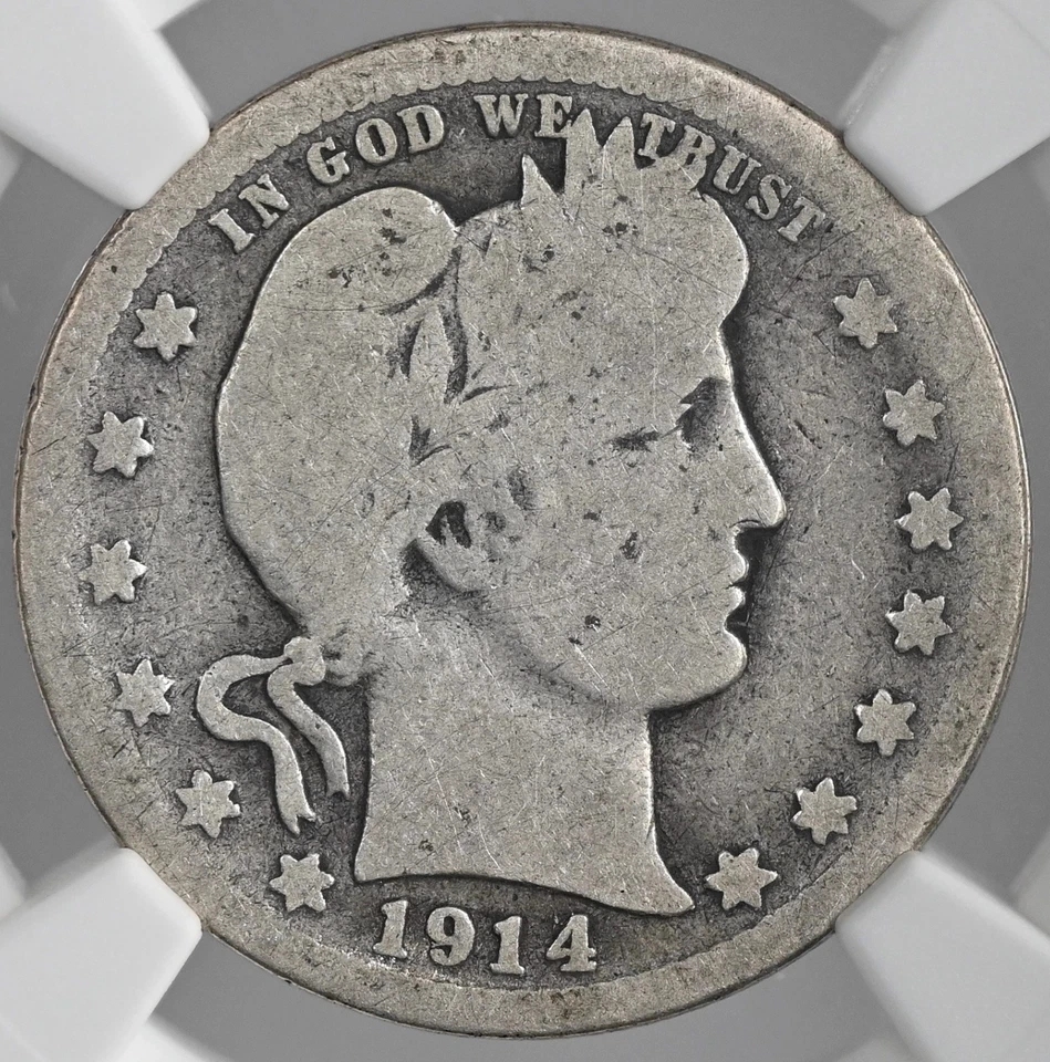 1914-S  25C BARBER SILVER QUARTER  SAN FRANCISCO MINT  NGC AG3 #8405237-016 - Image 2 of 4