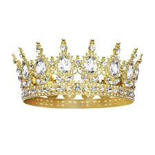 Onedor Gold Crown for Women Crystal Rhinestone Tiara Queen Headpiece for Wedding