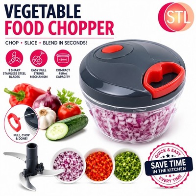 Hand String Blender Vegetable Food Chopper, Slicer, Hand Blender & processor. Pull String ...