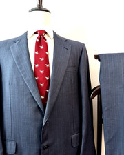 Hickey Freeman Custom Suit 42R - 36W x 30L Loro Piana Super 130's Dark Blue-Gray
