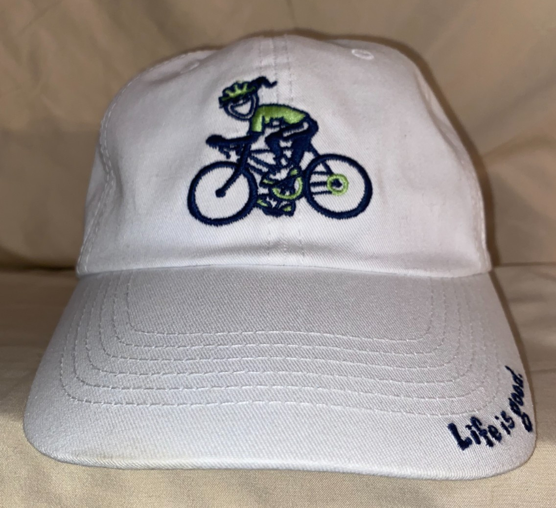 White Life Is Good Lets Ride 100% Cotton Bike Ride Bicycle Adjustable Hat