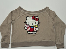 Hello Kitty Women s Cropped Sweatshirt Tan XL Relaxed Graphic