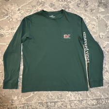 Vineyard Vines Kids Long Sleeve T Shirt Green Whale Football Pocket Size L