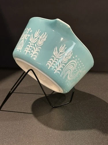 Pyrex Amish Butterprint 1 Quart Casserole Dish 473 Turquoise White No Lid VTG