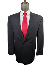 CHAPS RALPH LAUREN Mens Navy Blue Pinstripe Wool Sport Coat Blazer Jacket 42R