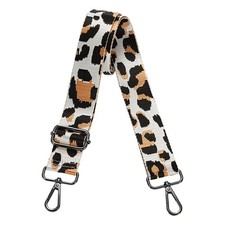 Purse Straps Replacement Crossbody with Black Buckle, White Leopard