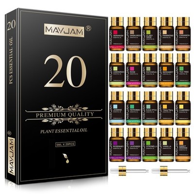 MAYJAM 20Pcs Essential Oil Set Aromatherapy Gift Kit 100% Pure Oils for Diffuser