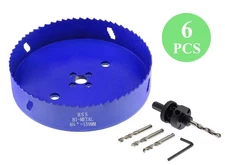 6-1/4 Inch Hole Saw with Heavy Duty Arbor, 1.2 Inch Cutting Depth HSS Bi-Metal