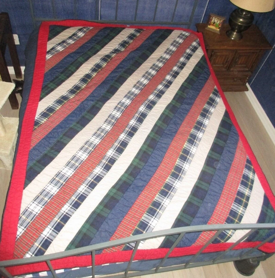Edredón de cama Tommy Hilfiger Madras a cuadros tamaño completo queen 60x82 edredón de retazos Foto 2 de 4