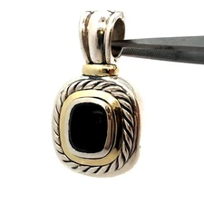 David Yurman 925 Sterling Silver 14K Gold Black Onyx Albion Enhancer Pendant