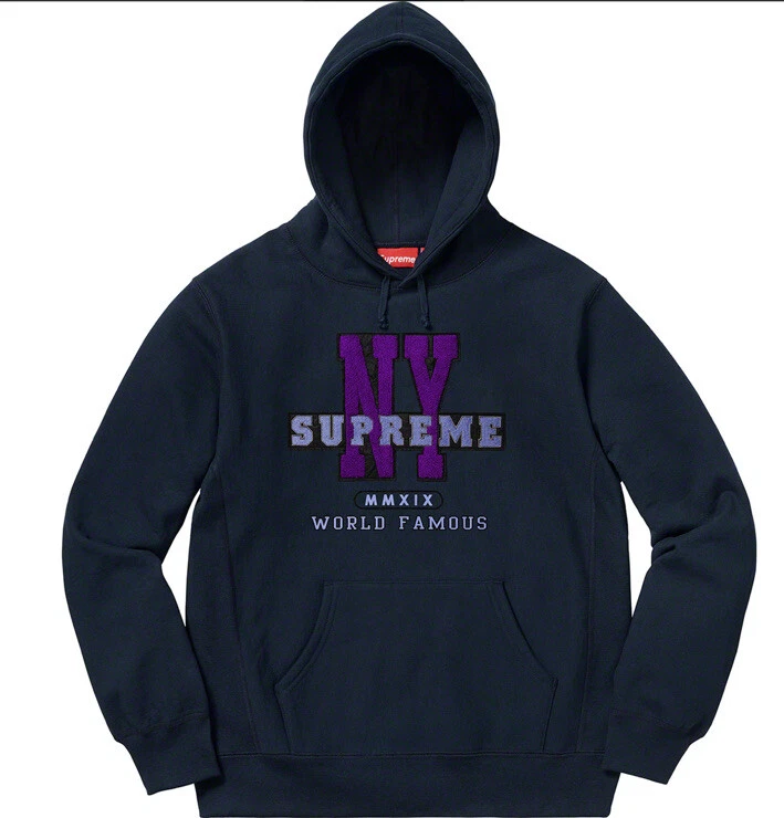 Sweat à capuche Supreme New York taille XL en bleu marine NY sweat à capuche VHTF confortable