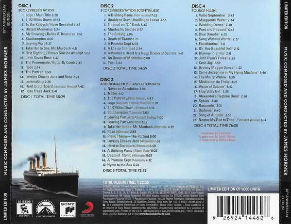 James Horner – Titanic (1997) Complete+Alternate Score 4CDs / Newly Remastered! - Bild 3 von 3