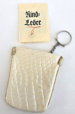 Vintage MG Co Germany Cream Alligator Cowhide Coin Purse w Key Ring  Paperwork