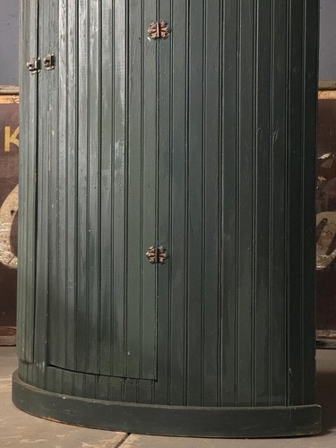 Antique Half Round Farmhouse Cabinet, Green Cupboard, Cabinet With Shelves - Picture 5 of 10