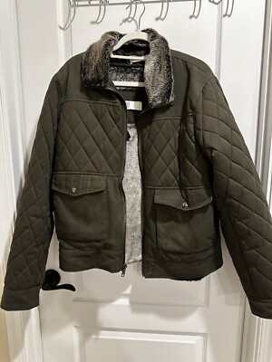 Men's Green STANDARD ISSUE Lined Coat, QUILTED JACKET - Sz LARGE
