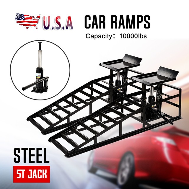 2pc Hydraulic Vehicle Car Ramps 10,000lbs Capacity Portable For Car