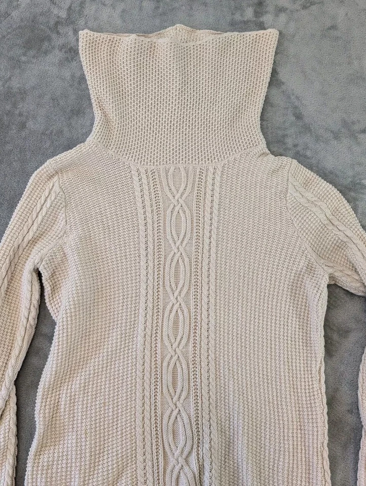 Suéter Jeanne Pierre Capucha Cuello Cable Tejido Para Mujer Grande 100% Algodón Blanco  Foto 4 de 4