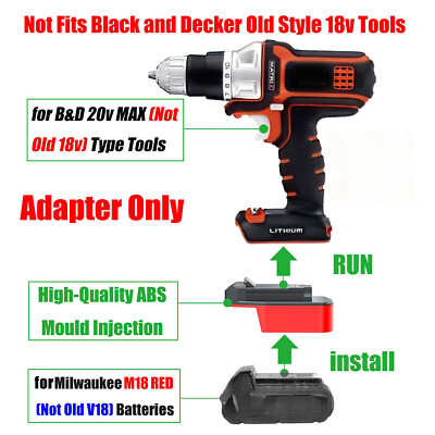 Adapter Suitable for Milwaukee M18 Batteries To for Black & Decker 20v MAX Tools