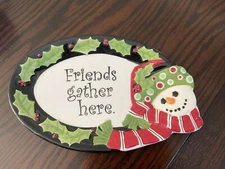 Fits and Floyd Friends Gather Here Serving Tray Plater Snowman