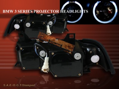 1992-1998 BMW E36 3 SERIES 2 DOOR COUPE TWO HALO PROJECTOR BLACK