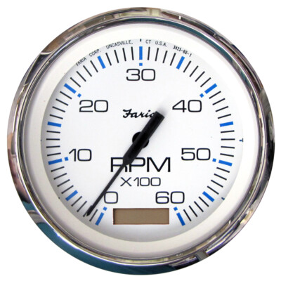 Faria Chesapeake White SS 4'' Tachometer w/Hourmeter - 6000 RPM (Gas)(Inboard)