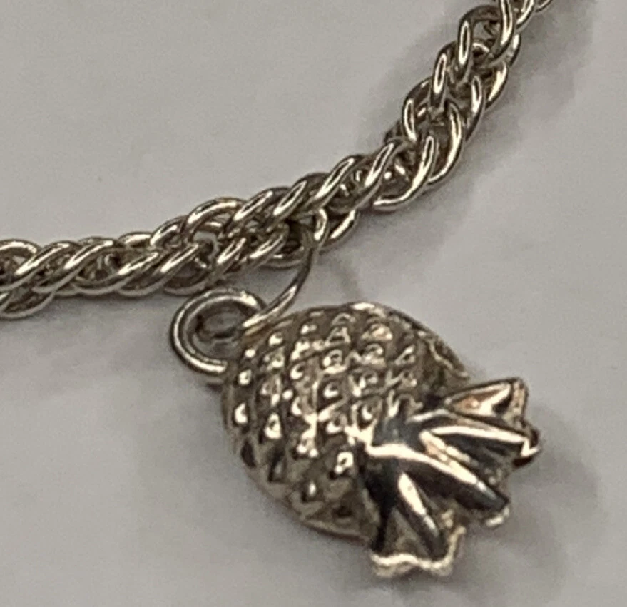 "Brazalete de colección con dije de fruta 925 de 6,5"" 6 dijes piña fresa naranja" Foto 3 de 4