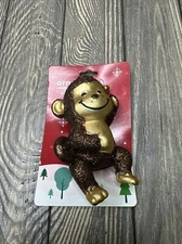Happy Home By Rite Aid Christmas Ornament Glitter Brown Monkey 
