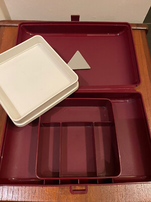 Vintage Tupperware,Tuppercraft,Schminktisch Schminkkasten,Schmuckkästchen Burgund Retro