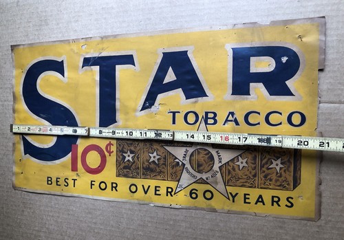Rare Antique Vintage STAR TOBACCO 10 ct Original Paper Litho Sign Cigar Company - Picture 7 of 8