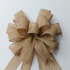 Natural Burlap Bow, Wired Burlap Bow, 2 Sizes