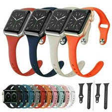 Silicone Slim iWatch Band Sport Strap For Apple Watch SE Series 9 8 7 6 5 4 3 2