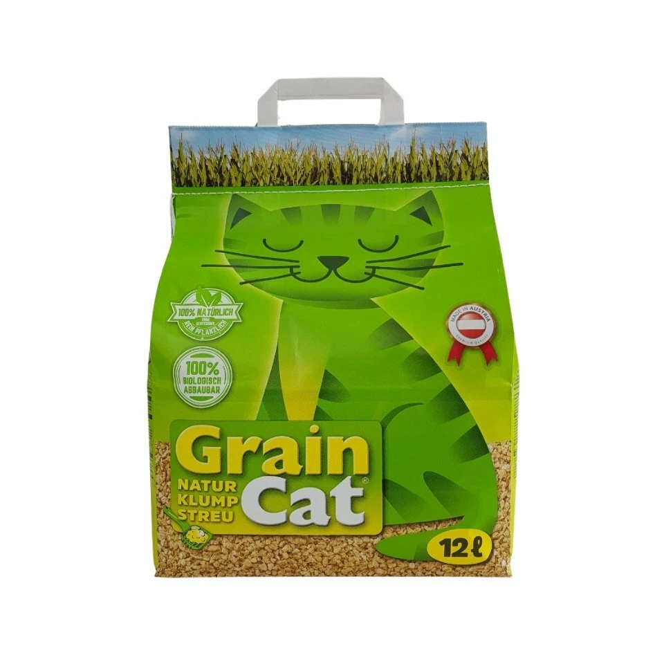 12 l (3,9 kg) GrainCat Katzenstreu Naturklumpstreu klumpend