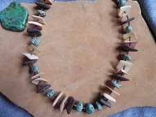 Turquoise, Mixed Shell & Baby Olive Shell Heishi Necklace 27