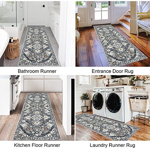 HEBE Hallway Runner Rug 2'x6' Washable Vintage 6' x 2' (Rectangular) Brown - Picture 6 of 6