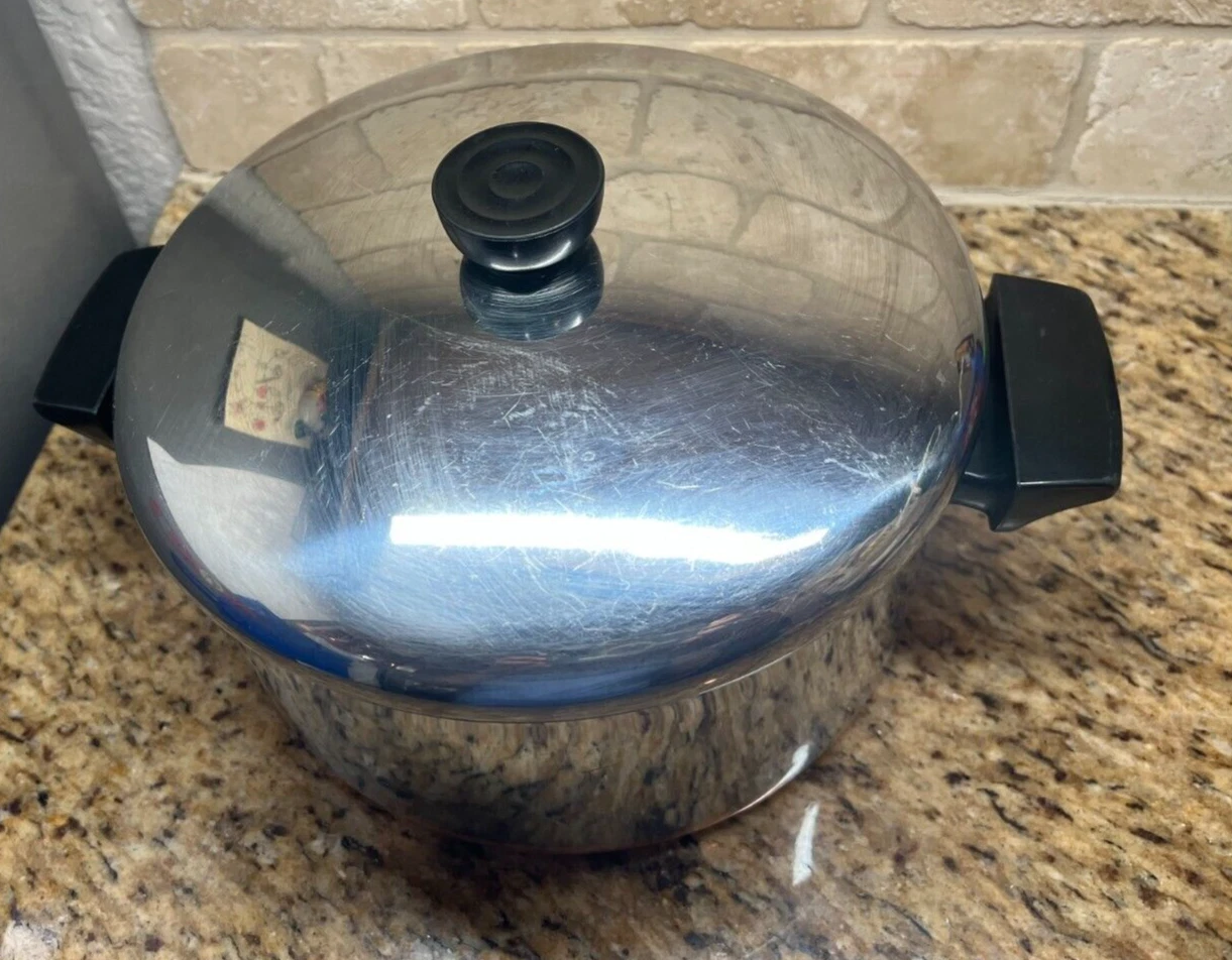 Vintage Revere Ware 1801 4 1/2 Qt Stock Pot W/Lid Stainless Copper Bottom
