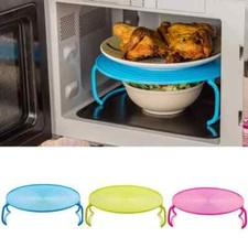 4 in 1 Microwave Support Plastic Food Dish Plate Stand Stacker Tray Heat Warmer-