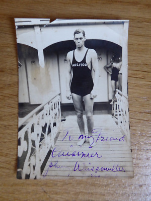 Johnny Weissmuller,Autogramm/Autograph,Film,Tarzan,Schauspiel,Olympia Paris 1924