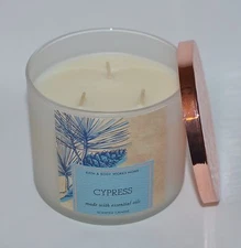 NEW BATH & BODY WORKS CYPRESS SCENTED CANDLE 3 WICK 14.5 OZ LARGE ESSENTIAL OILS