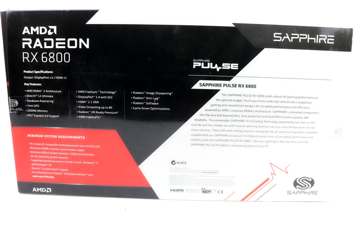 Sapphire Radeon RX 6800 16GB Pulse GPU w/Box | 1yr Warranty, Fast