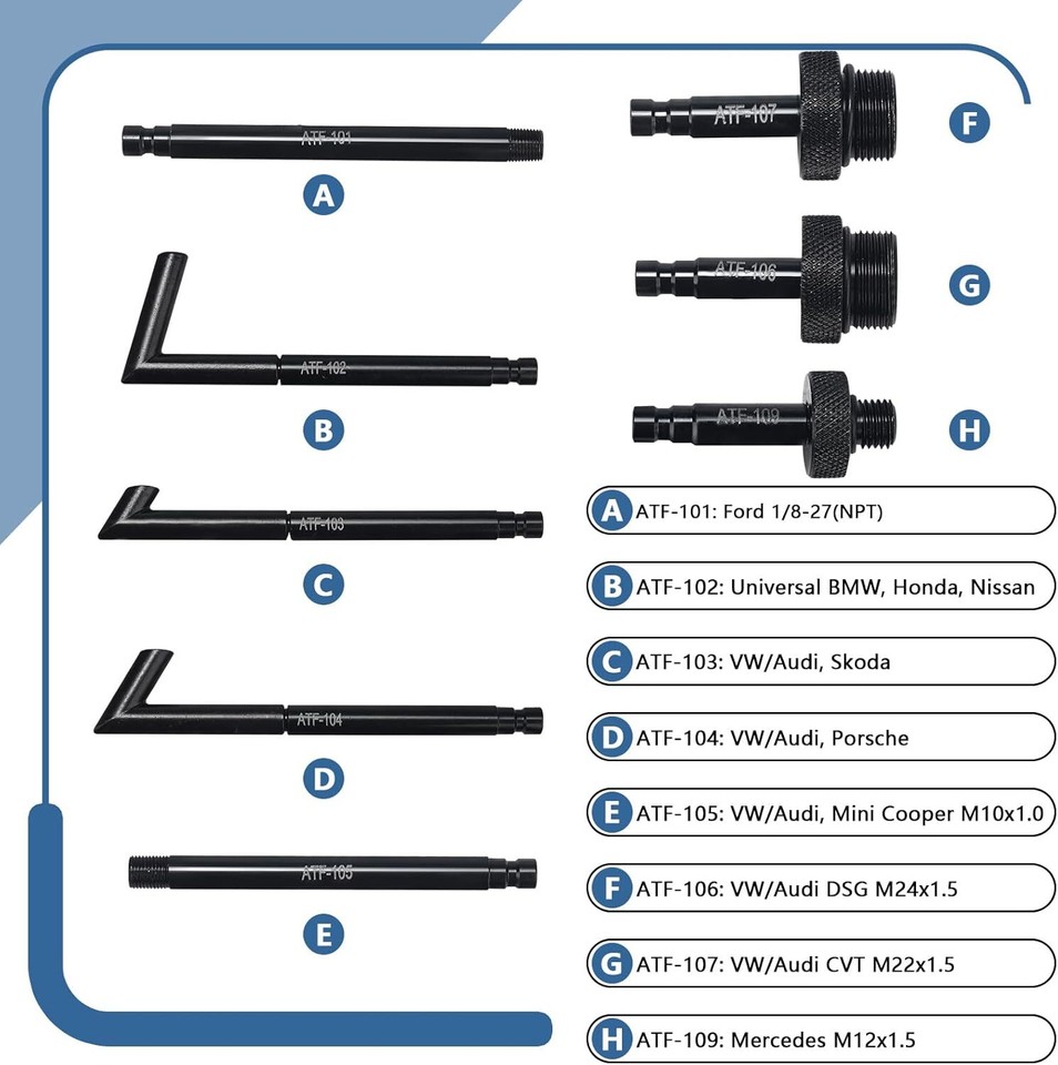 3L Transmission Oil Filling Tool with 8pcs Adaptors & System Fluid Pump ...