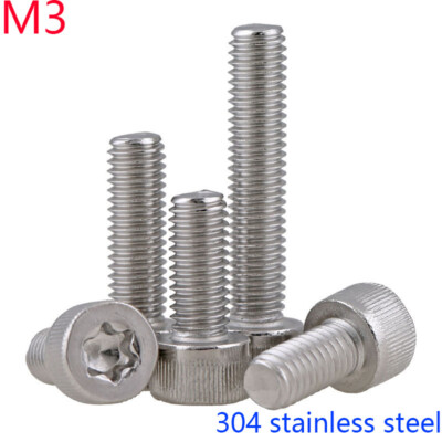 M3 - 0.5 304 Stainless steel Torx Allen Bolts Socket Cap Screws Hex Head DIN 912