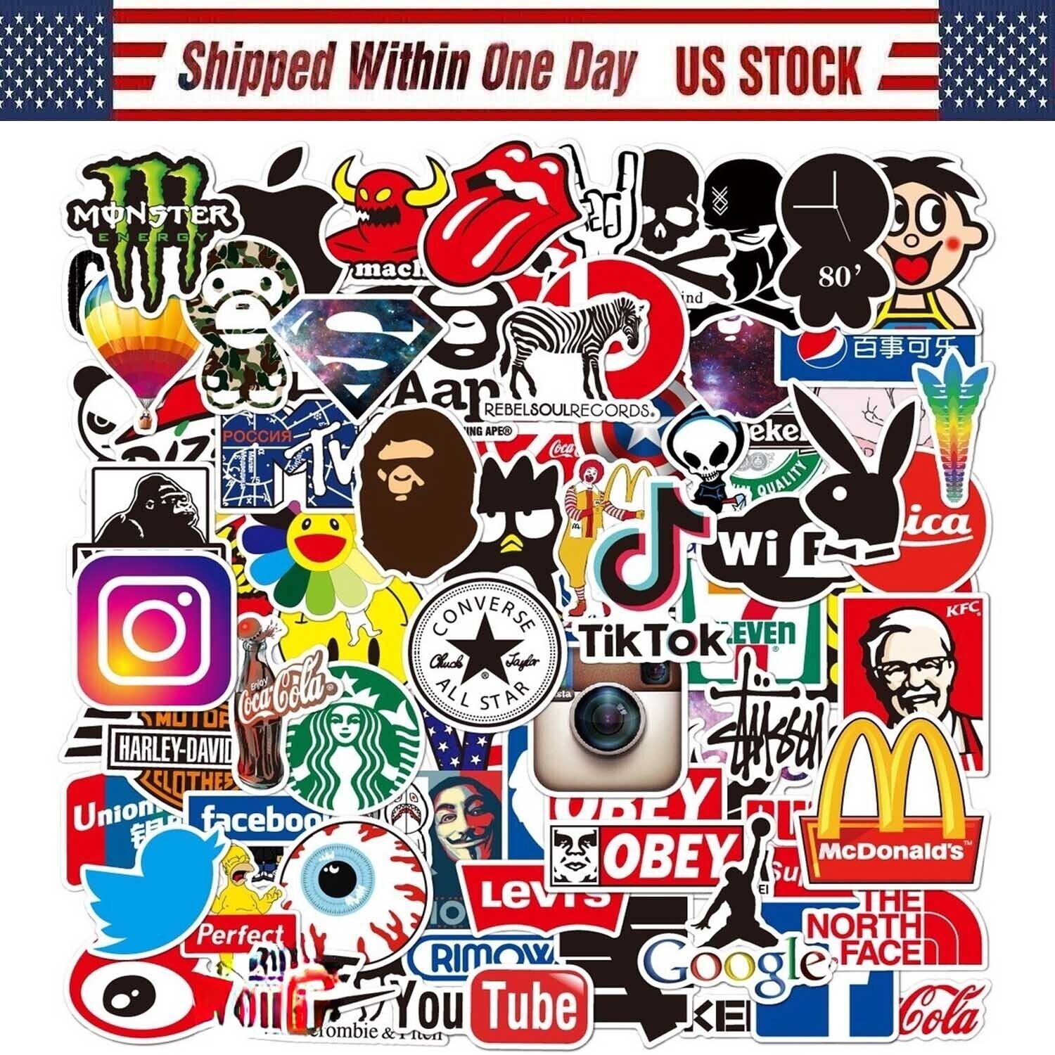 100 pcs/ lot Sticker Bomb Decal Vinyl Roll Car Skate Skateboard Laptop Luggage