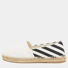 OffWhite WhiteBlack Canvas Slip On Espadrille Flats Size 39