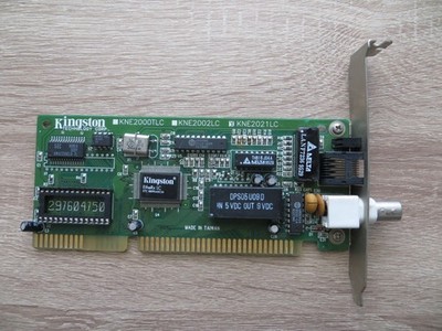 Kingston KNE2021LC Ethernet Card with BNC Coaxial Connector RJ45 10Mbps ISA