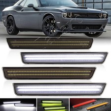 For 2015-23 Dodge Challenger Smoked Front Rear Led Side Marker Lights Lamp 4pcs