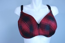 Cacique Underwire Lightly Lined Black/Red Balconette Bra size 42F