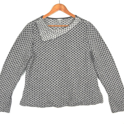 HABITAT Sweater Wms L Black Grey Cotton Geometric Boxy Textured Artsy